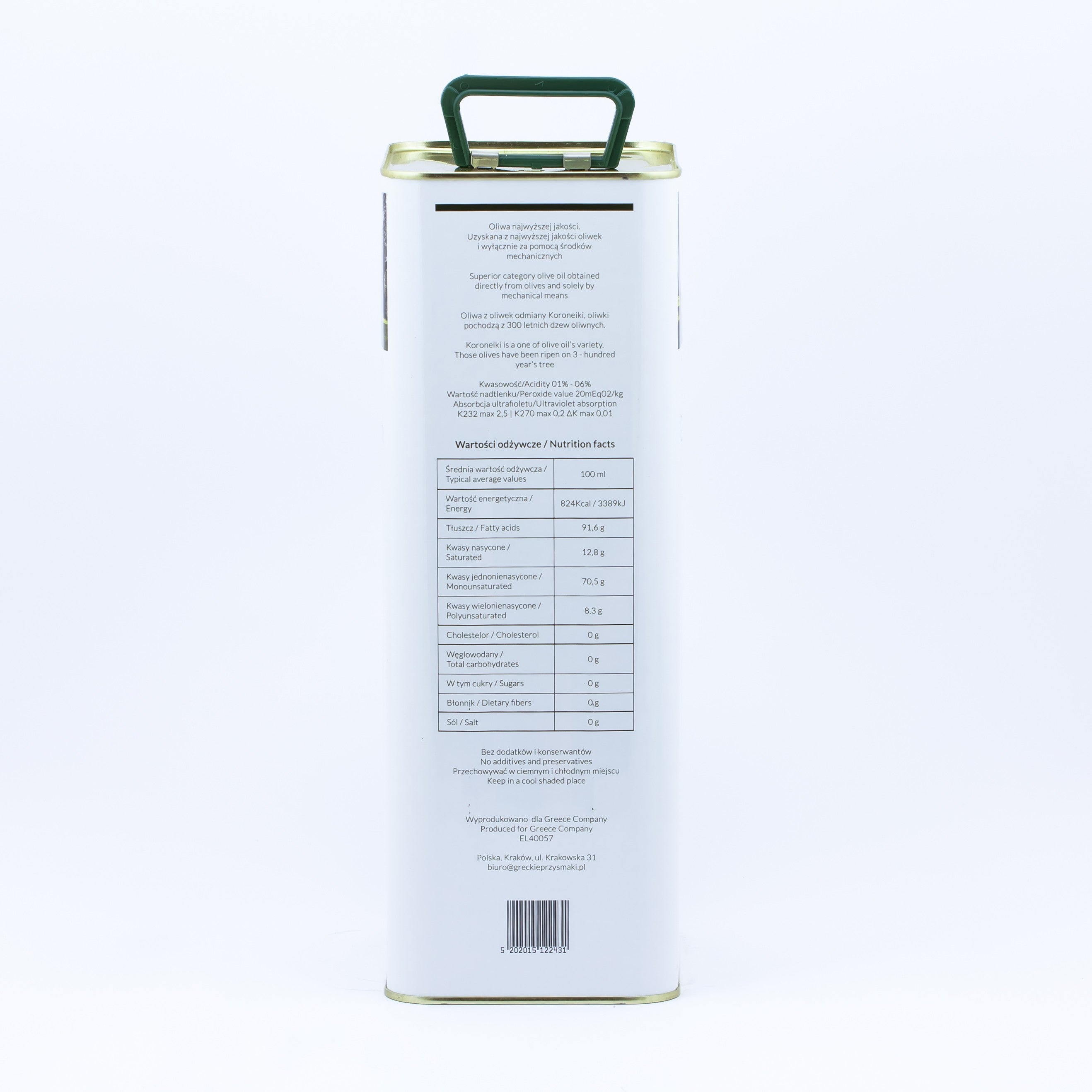 Olive oil FROM THE VILLAGE unfiltered Extra Virgin mild 0.3% 5 l