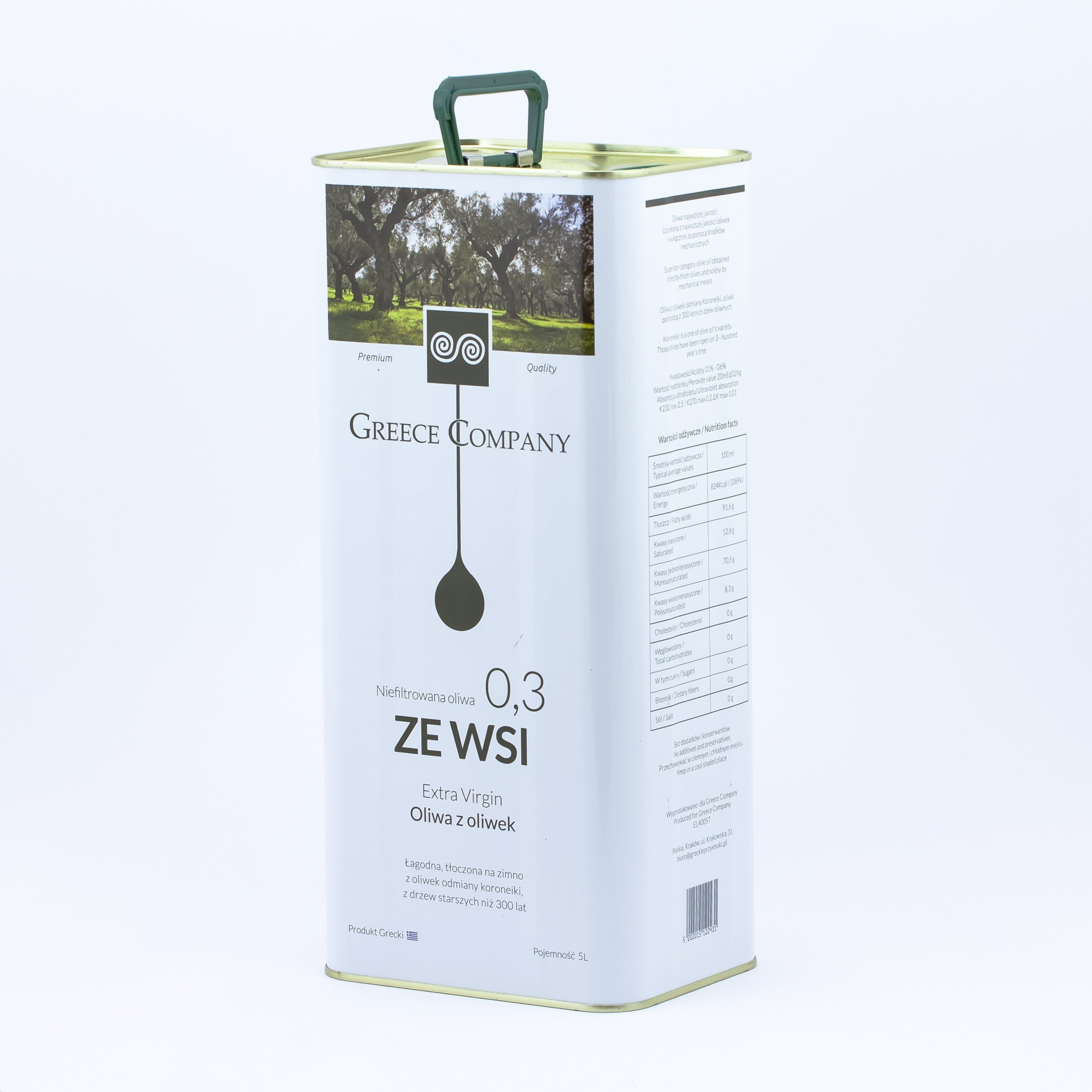 Olive oil FROM THE VILLAGE unfiltered Extra Virgin mild 0.3% 5 l