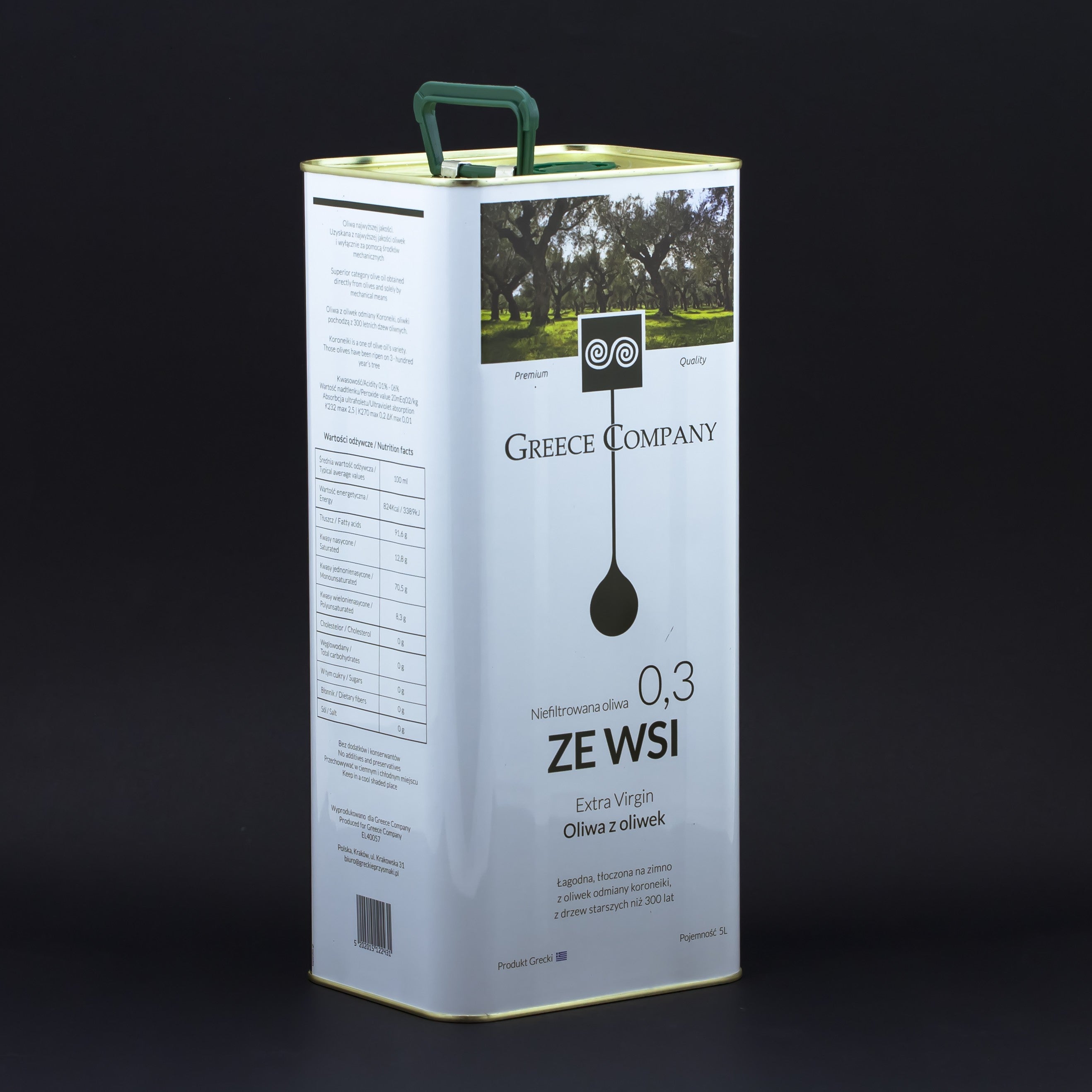 Olive oil FROM THE VILLAGE unfiltered Extra Virgin mild 0.3% 5 l