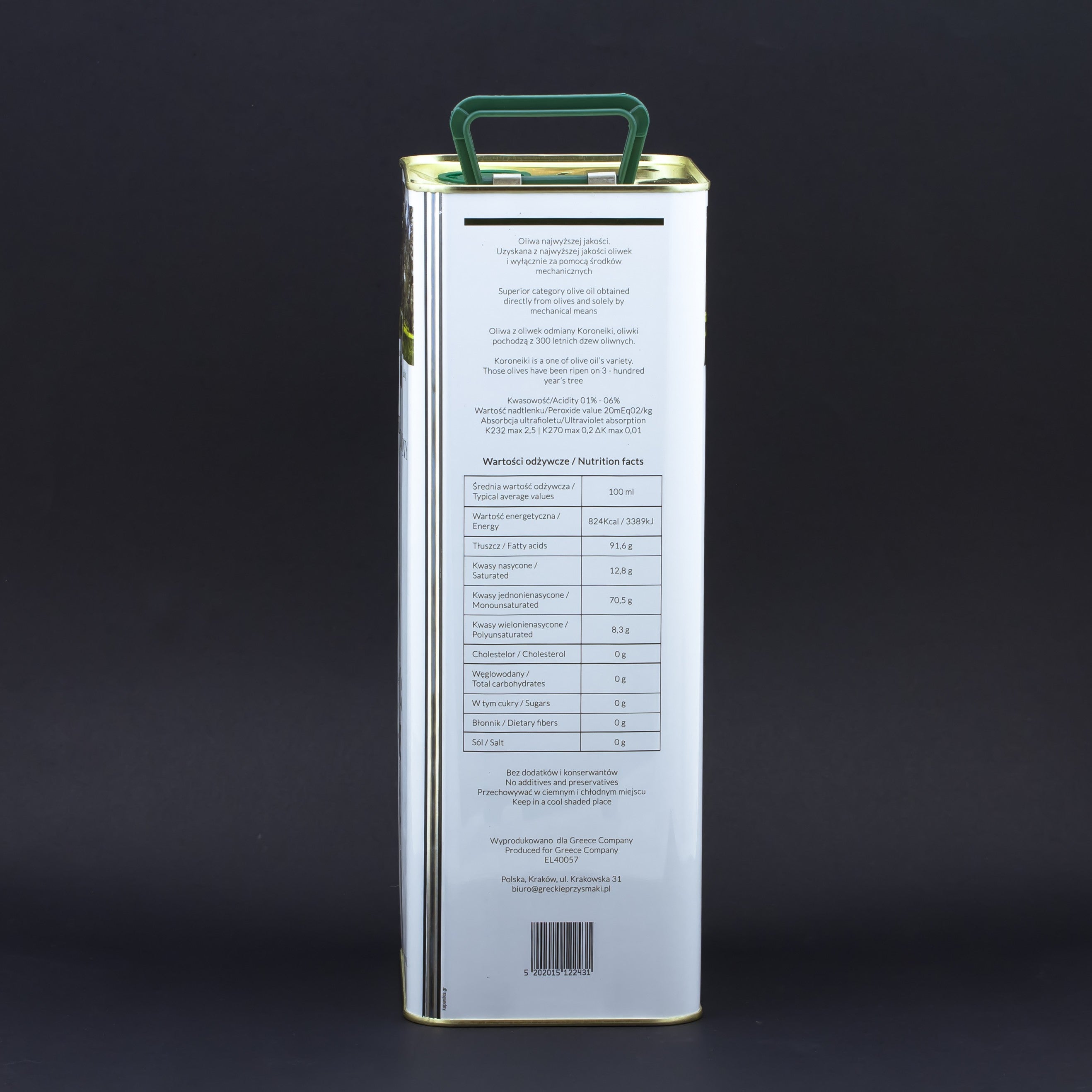 Olive oil FROM THE VILLAGE unfiltered Extra Virgin mild 0.3% 5 l