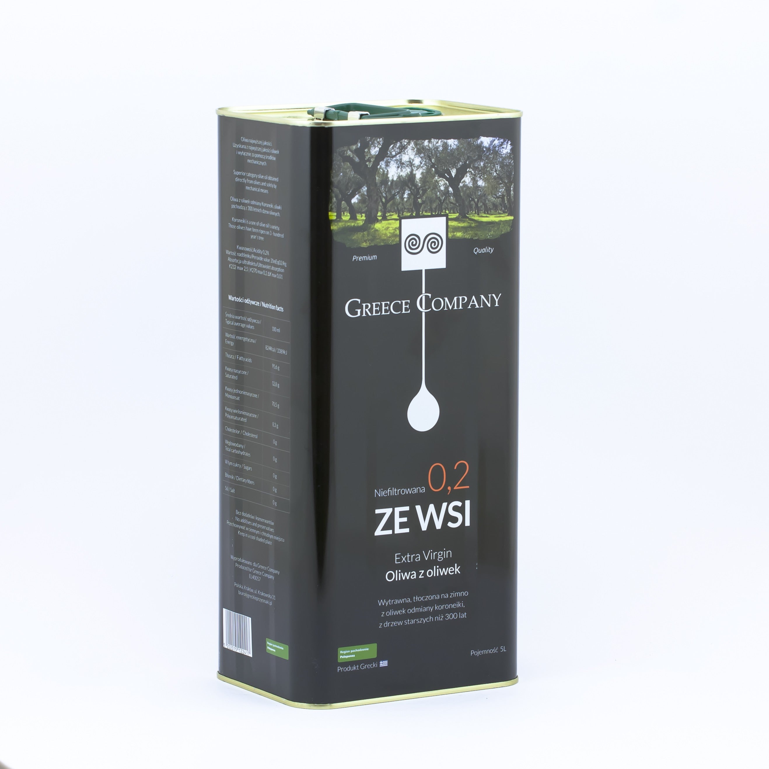 Olive oil FROM THE VILLAGE unfiltered Extra Virgin dry 0.2% 5 L