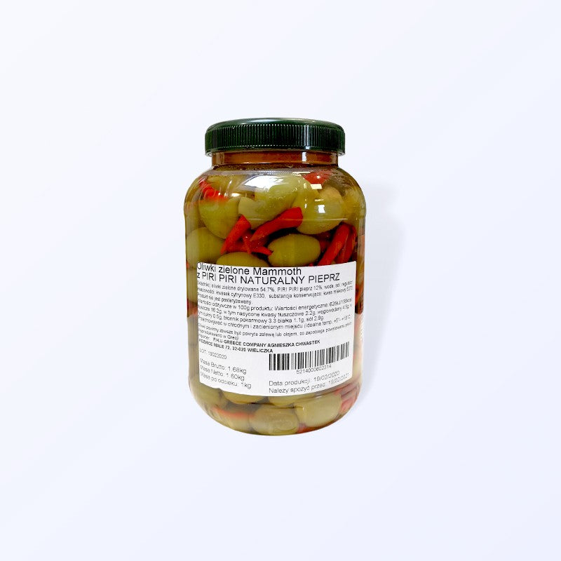 Green olives stuffed with piri piri pepper 1kg