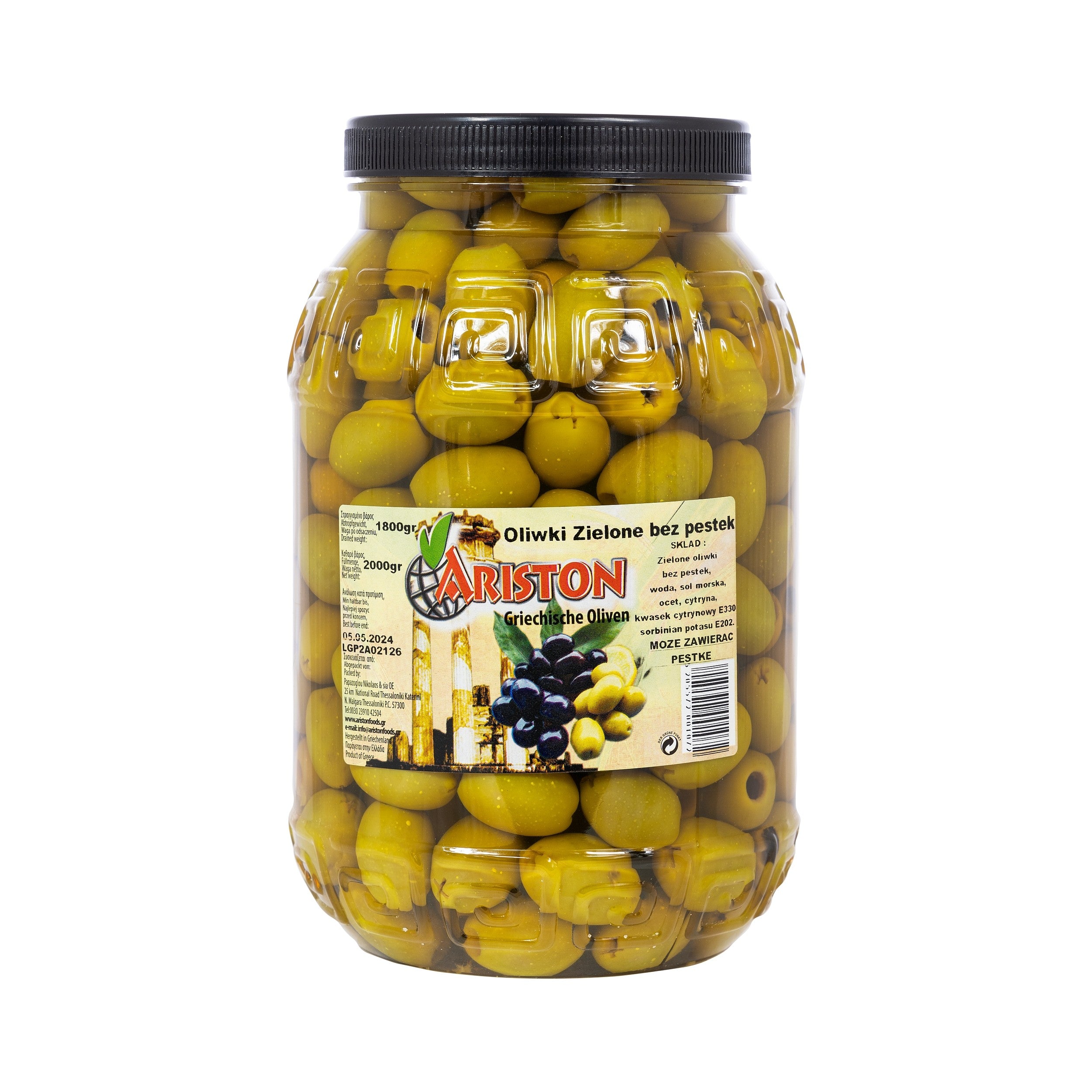 Green pitted olives 1.8 kg