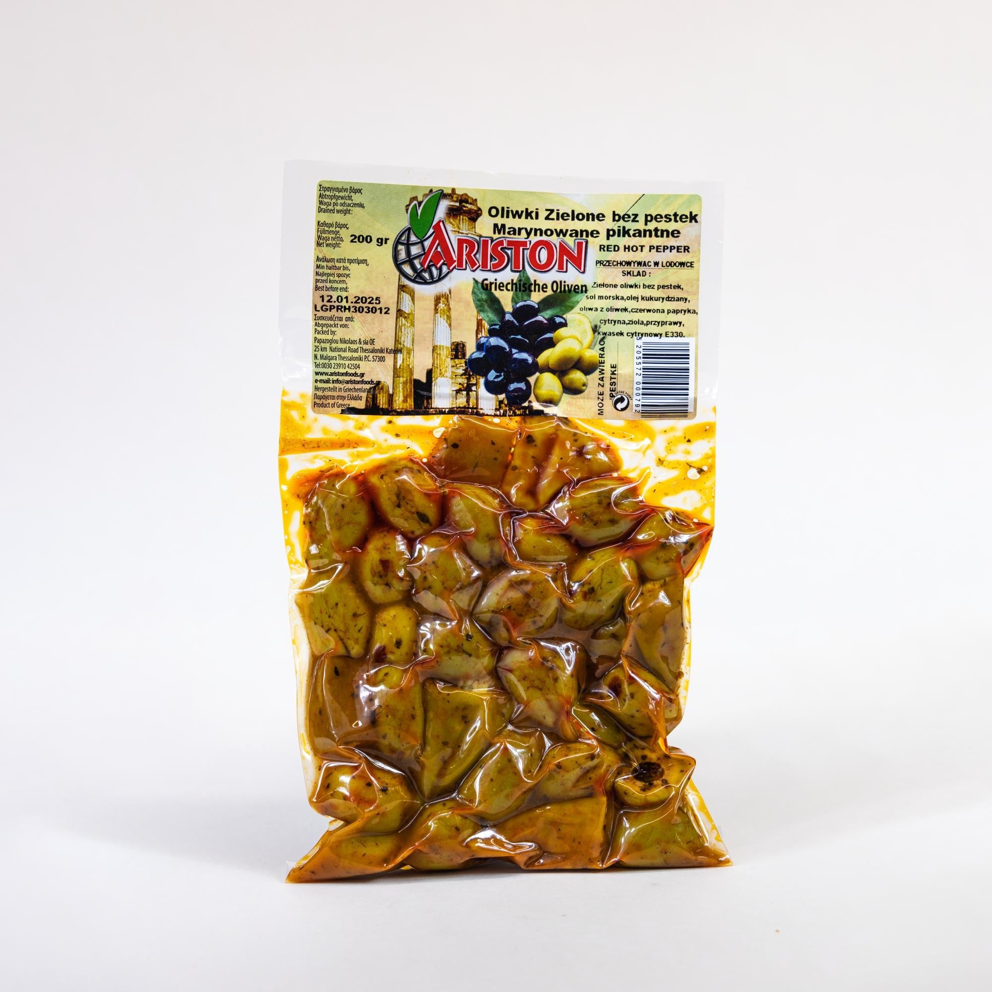 Pitted green olives marinated spicy 200 g