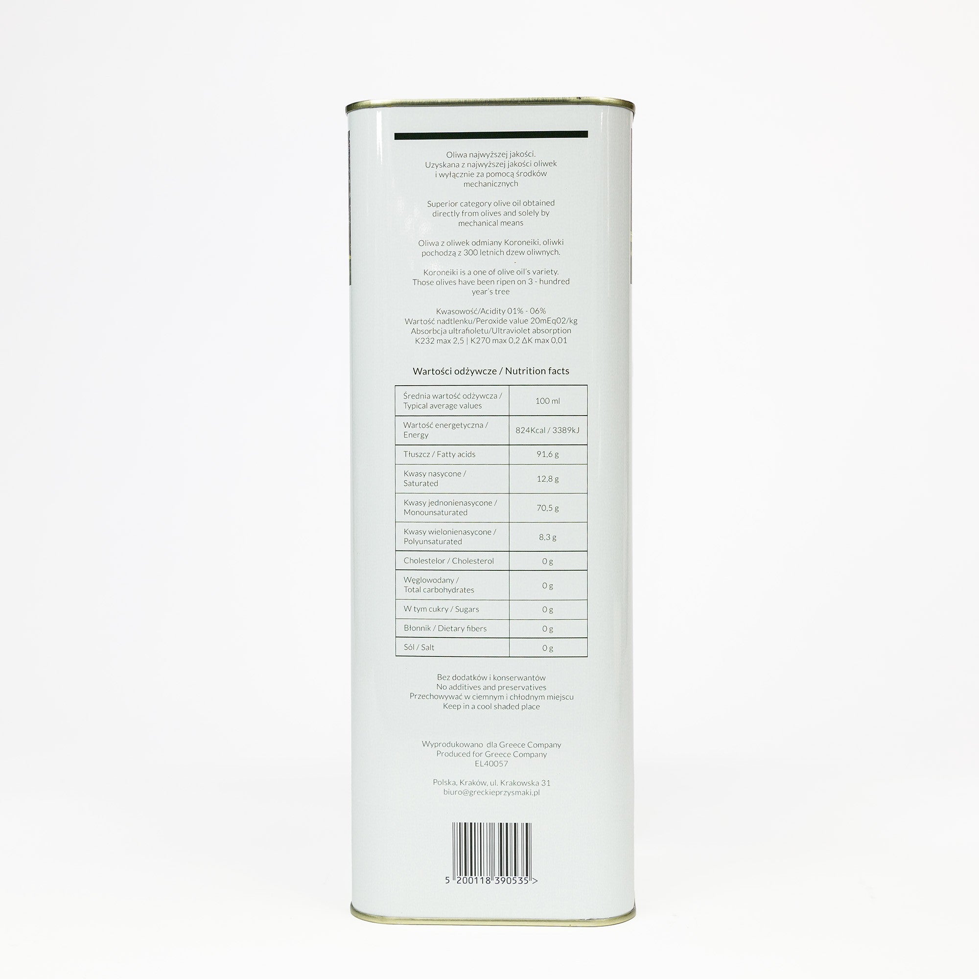 Olive oil FROM THE VILLAGE unfiltered Extra Virgin mild 0.3% 5 l