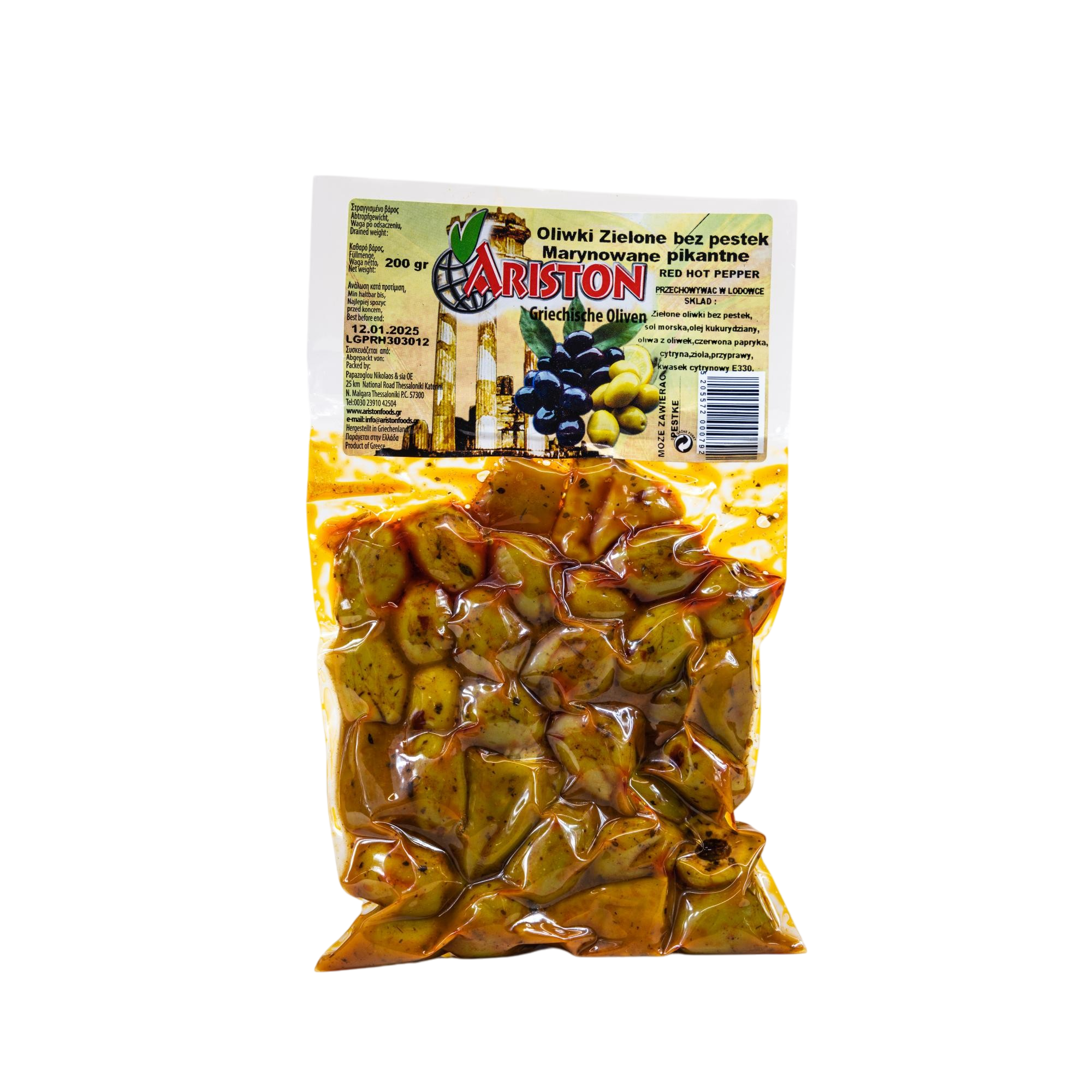 Pitted green olives marinated spicy 200 g