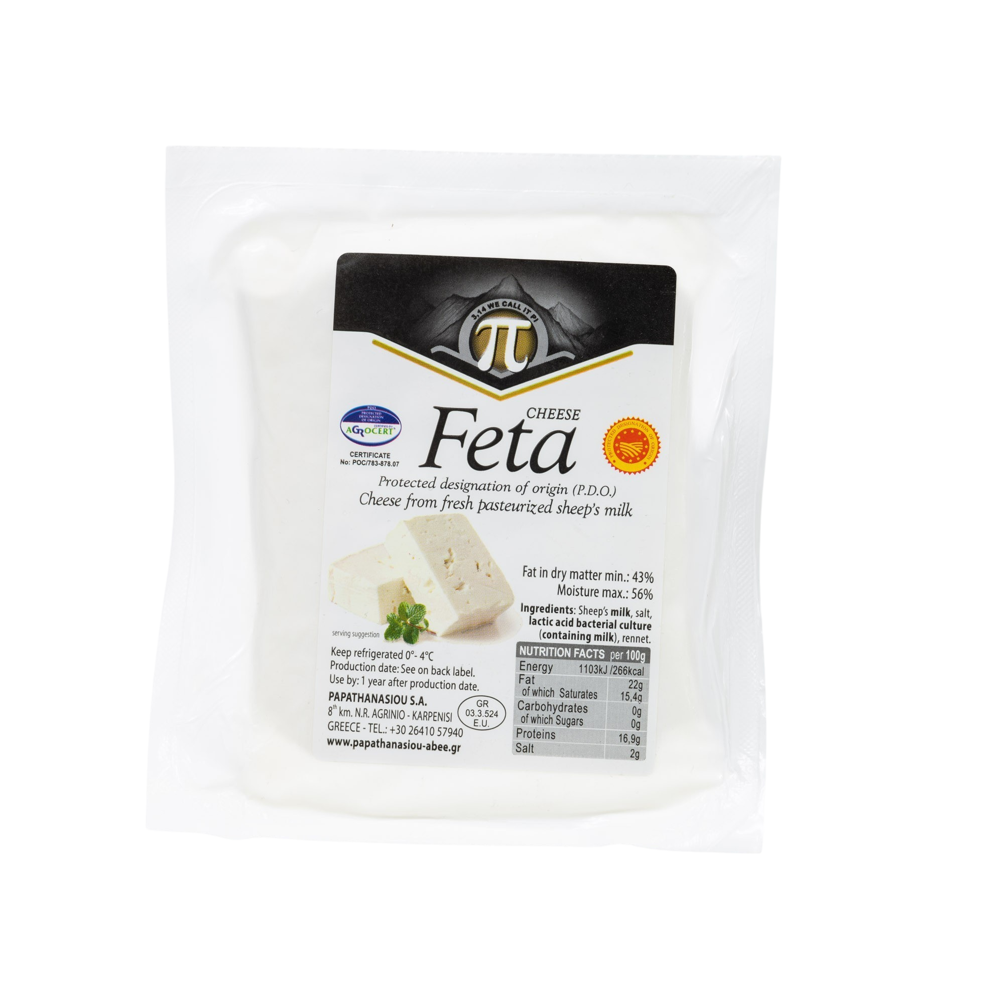 Feta P.D.O Cheese Range PI 200g vacuum
