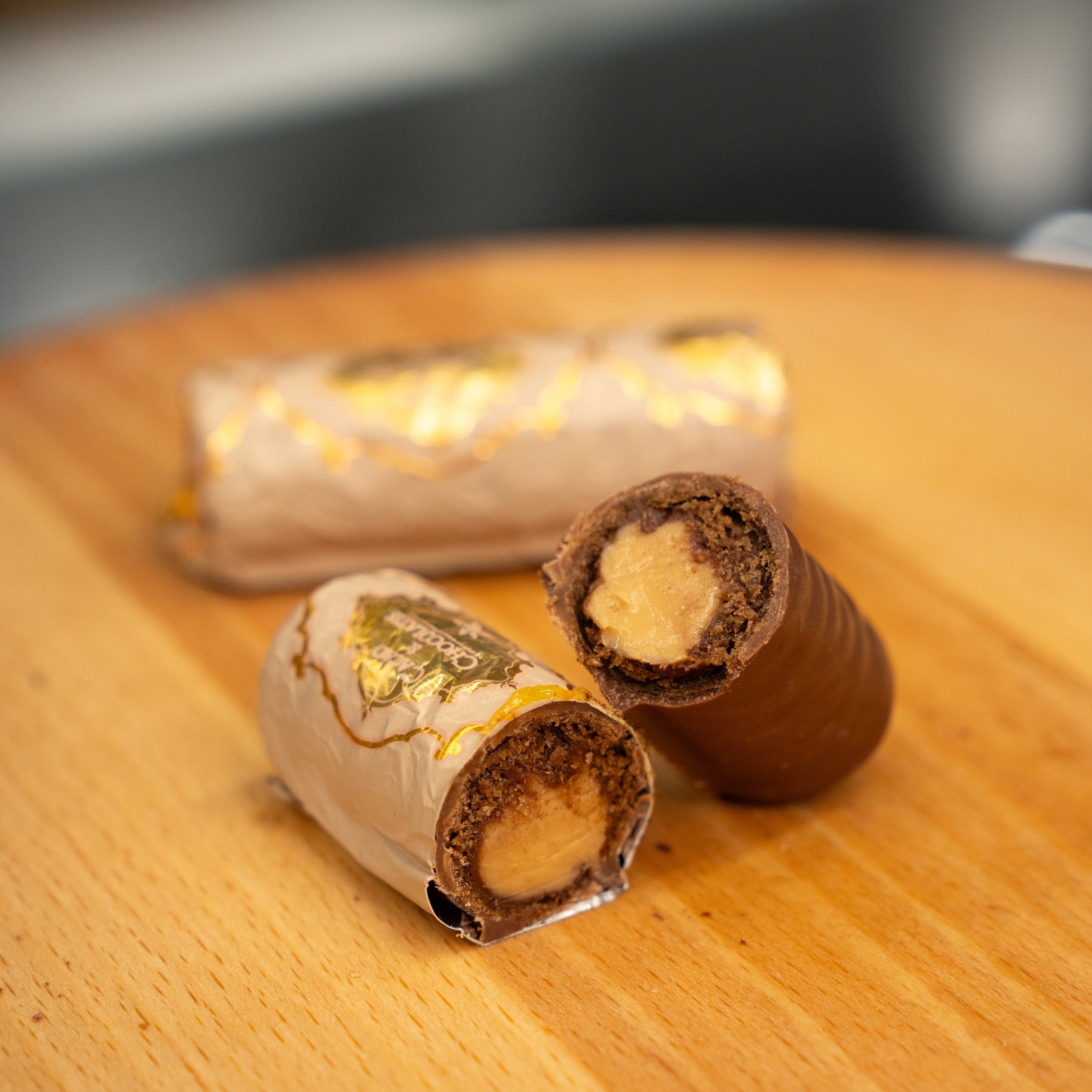 Peanut tubes in chocolate